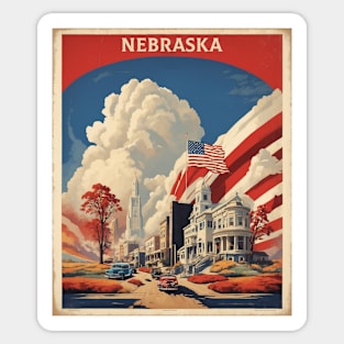 Nebraska United States of America Tourism Vintage Poster Sticker